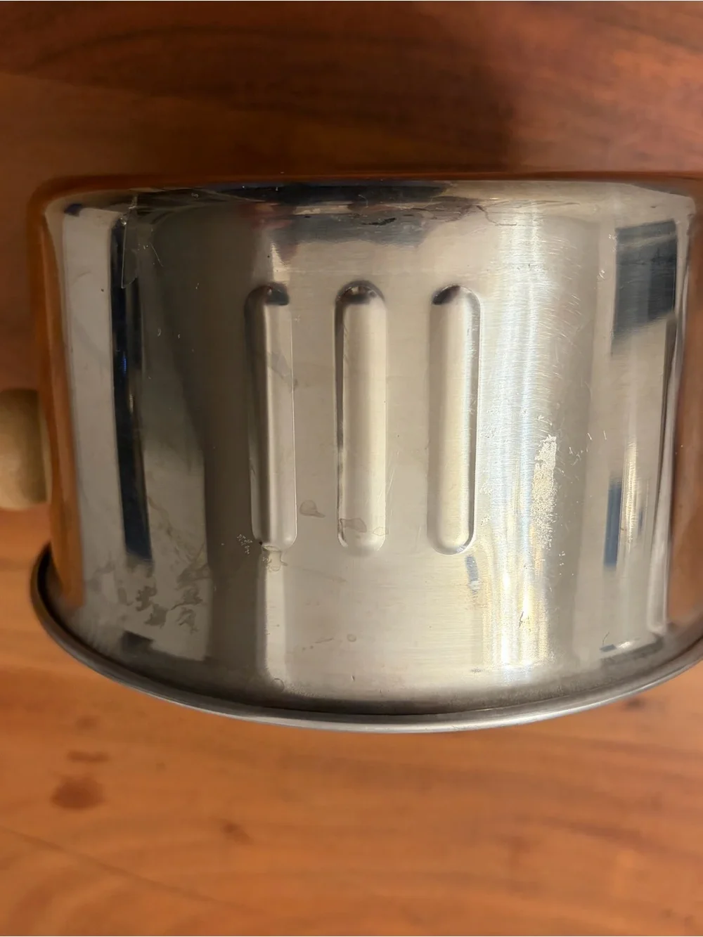 Stainless Steel Cookware Pot with Wooden Side Handles - Silver 6.5 inches